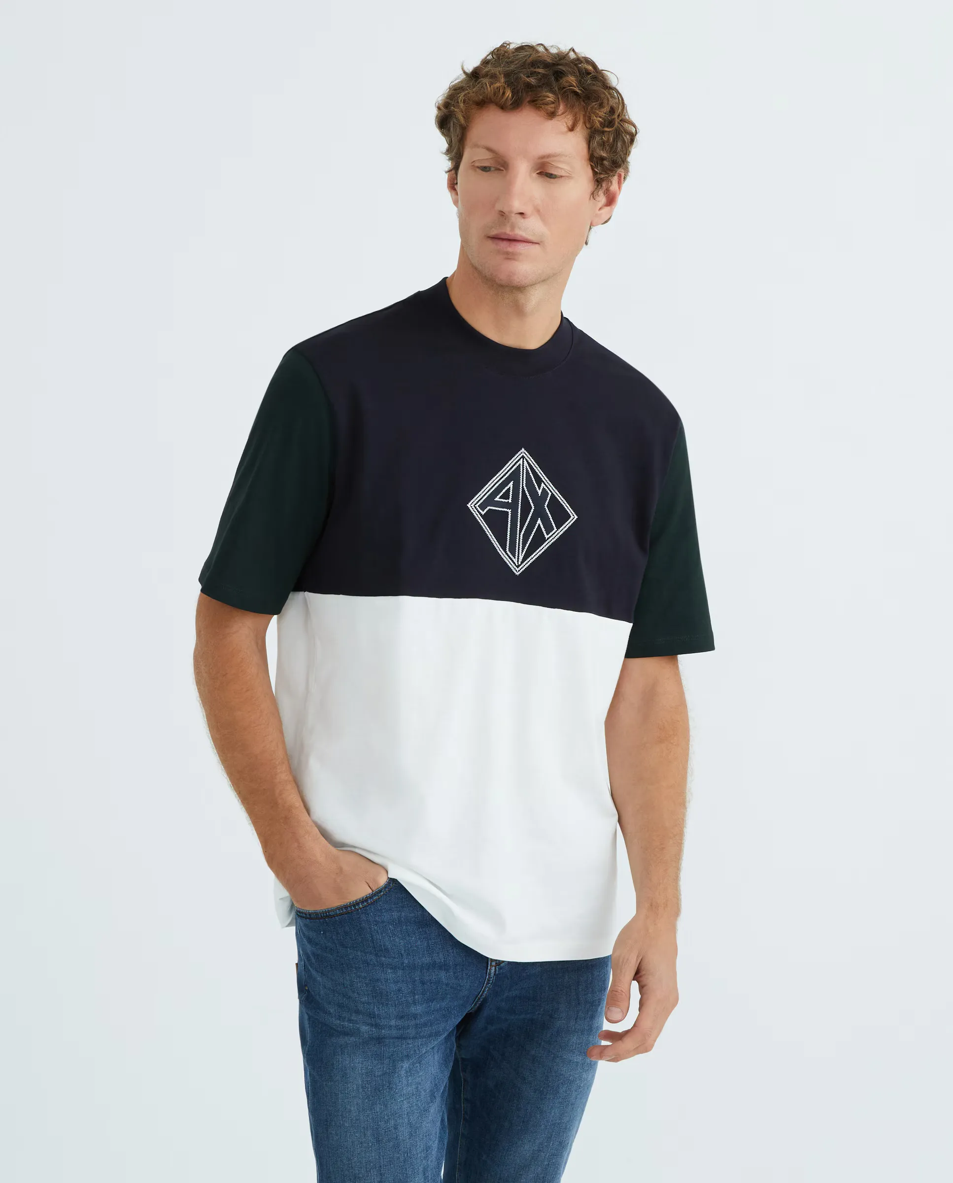 

Футболка мужская оверсайз с коротким рукавом Armani Exchange, темно-синий