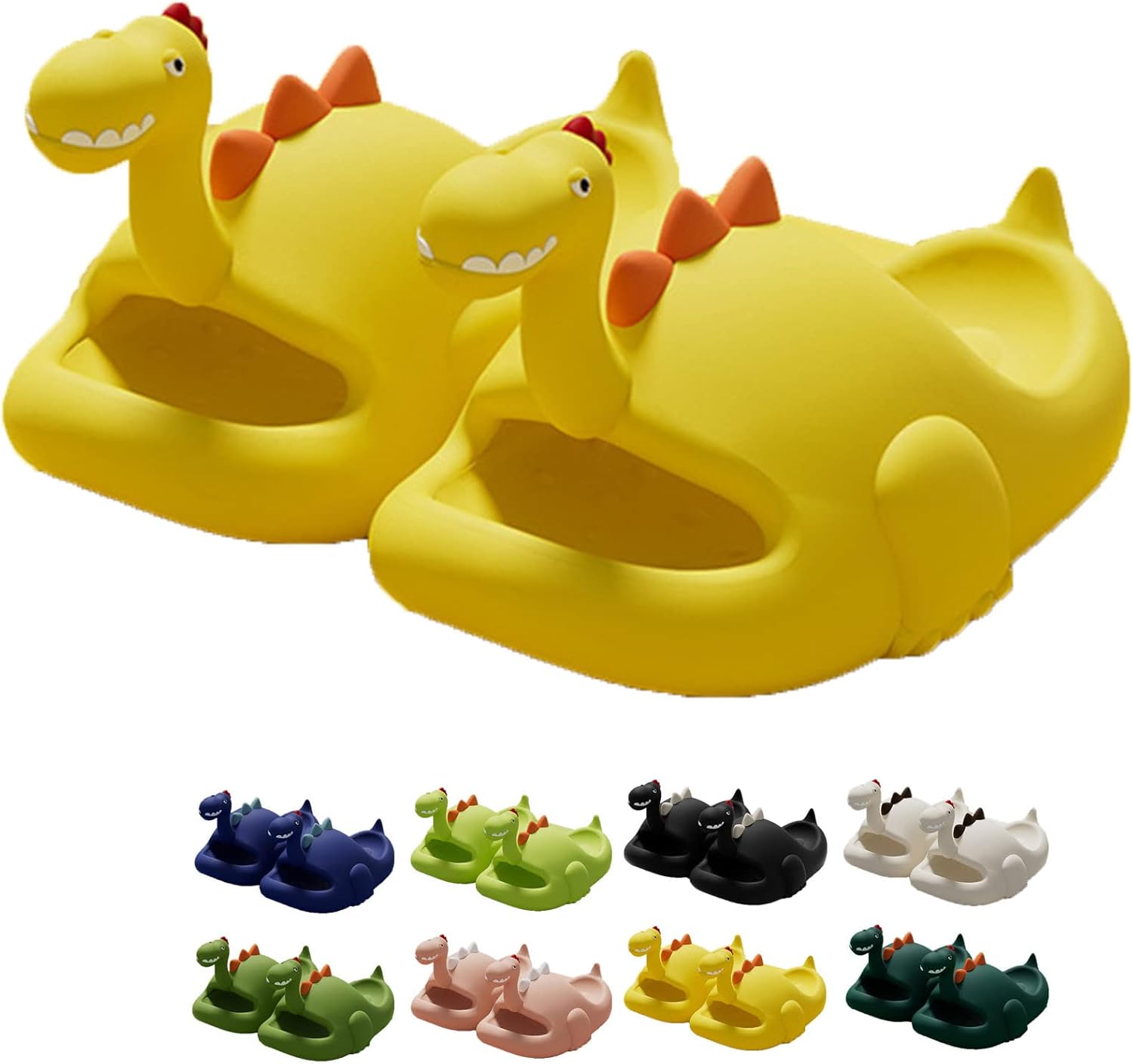 

Тапочки с динозаврами, шлепанцы «Облако динозавров», милые мультяшные противоскользящие шлепанцы с открытым носком, летние домашние и уличные пляжные сандалии для взрослых и детей Spacebuyer, желтый