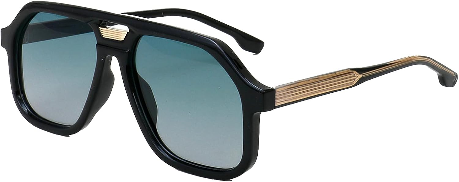 

Ретро-солнцезащитные очки-пилот большого размера для женщин и мужчин, поляризованные, модные винтажные, с двойной перемычкой, квадратной формы, защита от УФ-излучения mincl, C2