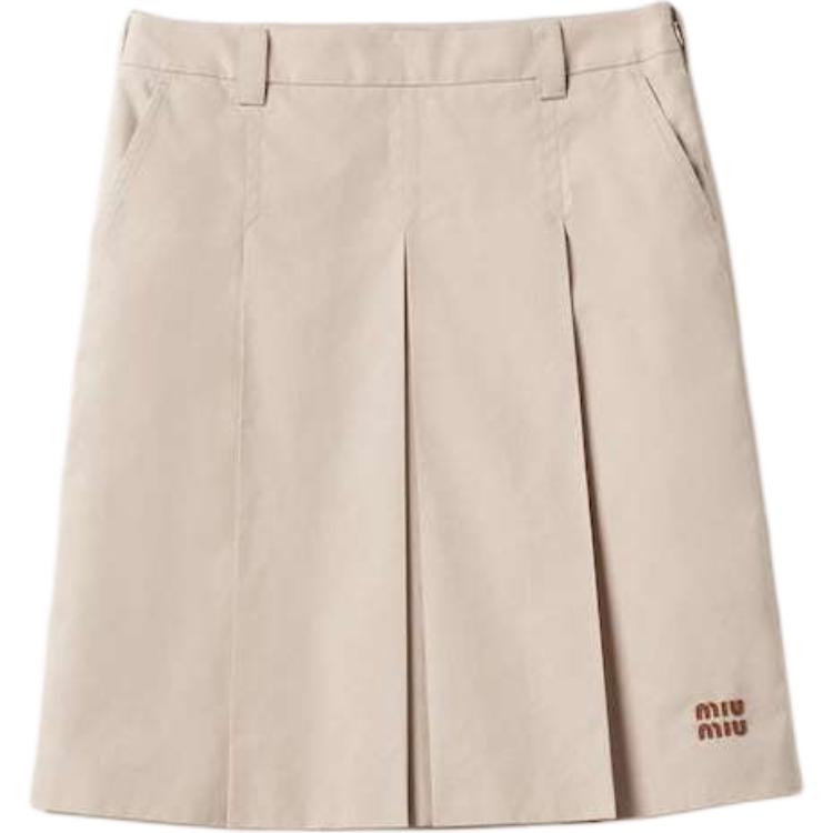 

Плиссированная габардиновая юбка MIU MIU, limestone