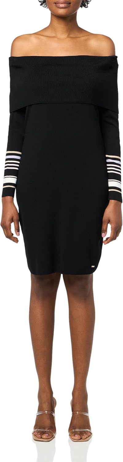 

Женский свитер Tommy Hilfiger с длинным рукавом и открытыми плечами, спортивное платье, Black Multi