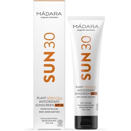 

MÁDARA Стволовые клетки растений, антиоксидант, солнцезащитный крем SPF 30, органический уход за кожей, полупрозрачное покрытие, широкий спектр защиты от UVA/UVB, предотвращает старение, 100 мл