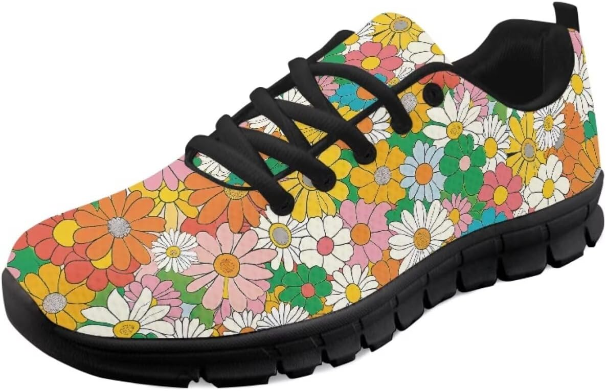 

Мужские и женские кроссовки для бега по дороге, тенниса, ходьбы, с шнуровкой, для тренировок, спорта и походов, легкие Getelinseng, Hippie Floral