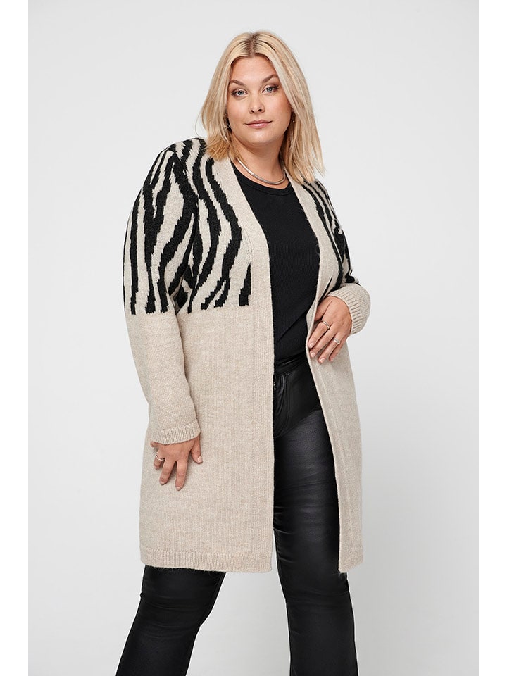 

Кардиган бежево-черного цвета ONLY Carmakoma