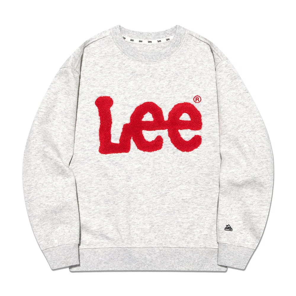 Детский базовый свитшот с начёсом и большим логотипом овсяный от Lee Kids