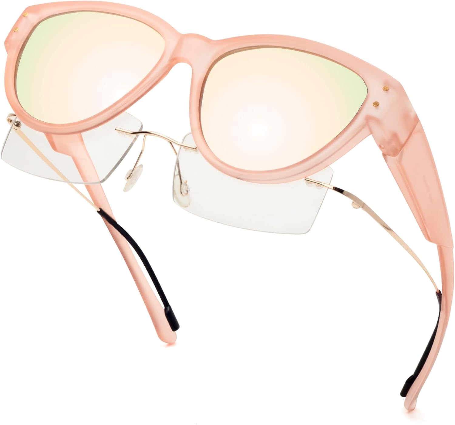 

Солнцезащитные очки с поляризованным покрытием, надеваемые поверх обычных очков, женские солнцезащитные очки с защитой от УФ-излучения, легкие Face Shadow, Pink Frame / Mirrored Pink Lens