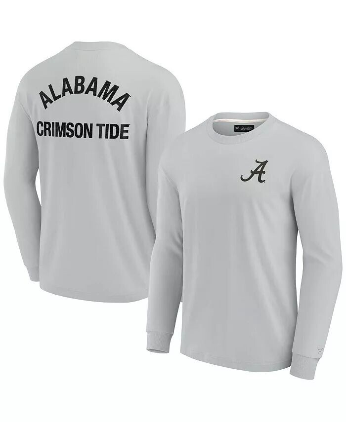 

Мужская и женская серая футболка Alabama Crimson Tide Super Soft с длинным рукавом Fanatics Signature