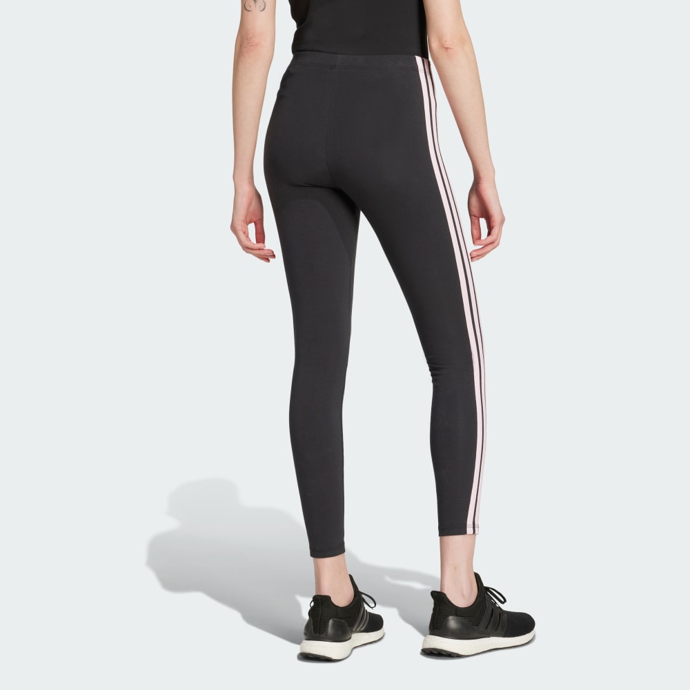 Леггинсы Adidas Essentials 3-Stripes, черный/розовый — фото 3