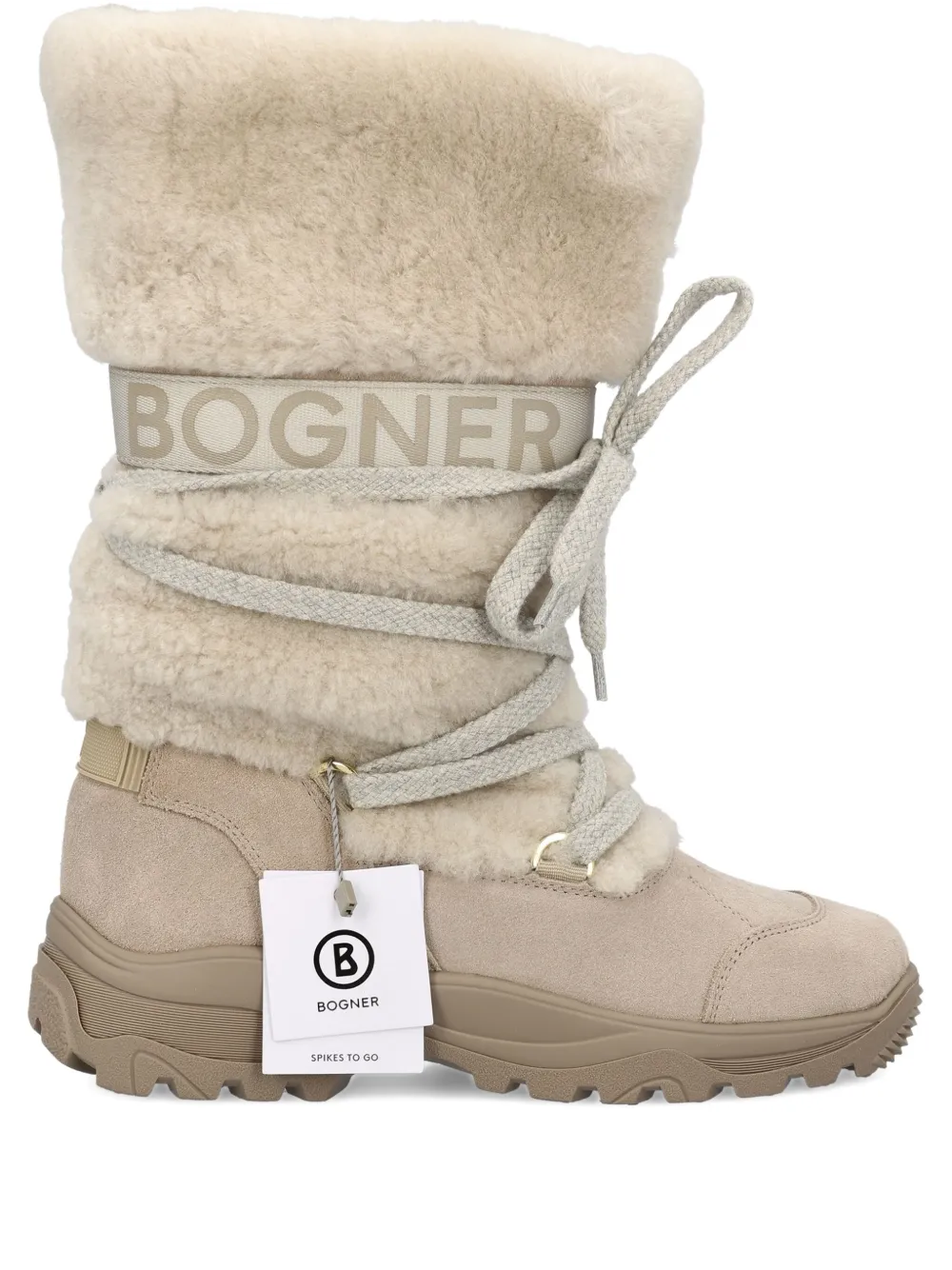 Сапоги на шнуровке из овчины Bogner, нейтральный