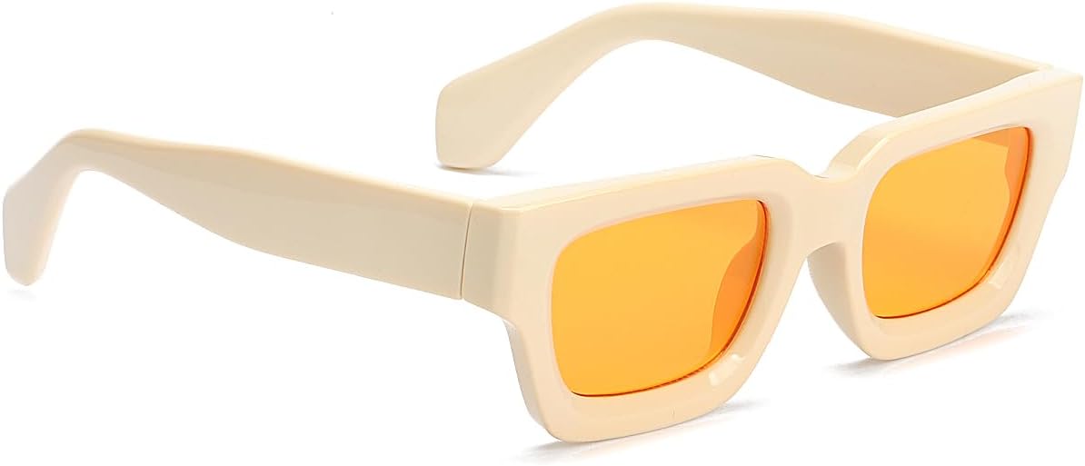 

Модные квадратные солнцезащитные очки для мужчин и женщин, толстые прямоугольные солнцезащитные очки с защитой от УФ-излучения, дизайнерский стиль GFUIARA, A-beige/Yellow