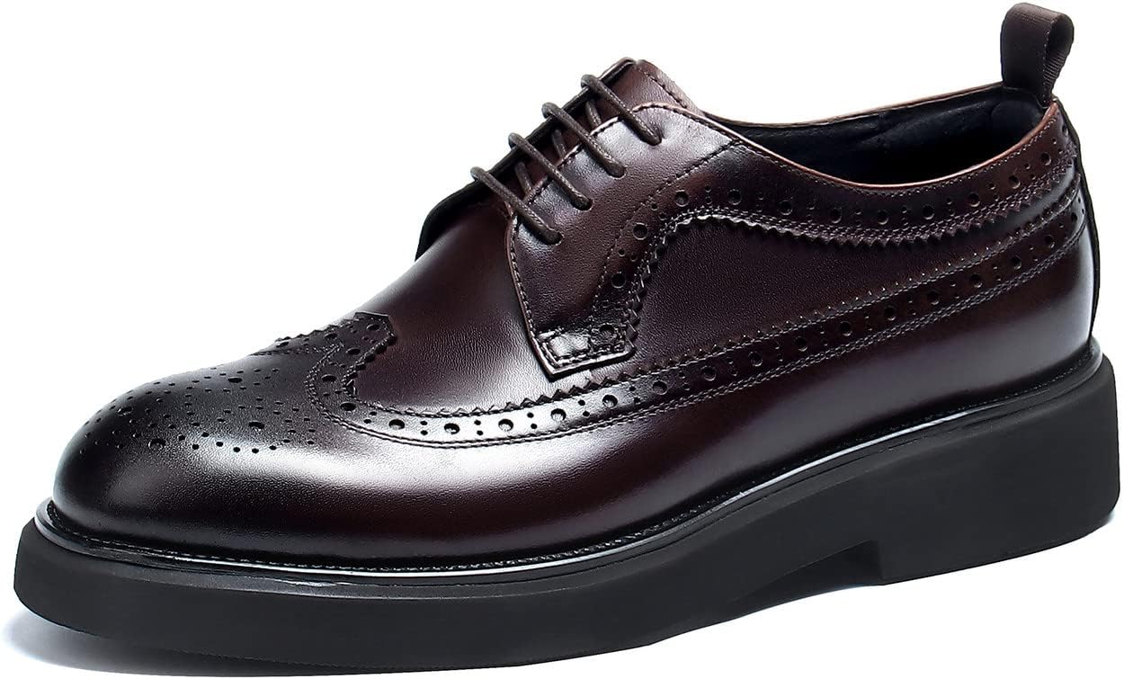 

Мужские оксфорды формальные туфли Вингтип Броги Классические шнуровки Дерби Натуральная кожа Модные удобные туфли для делового и повседневного стиля Выпускной Свадьба Смокинг для мужчин Santimon, Coffee