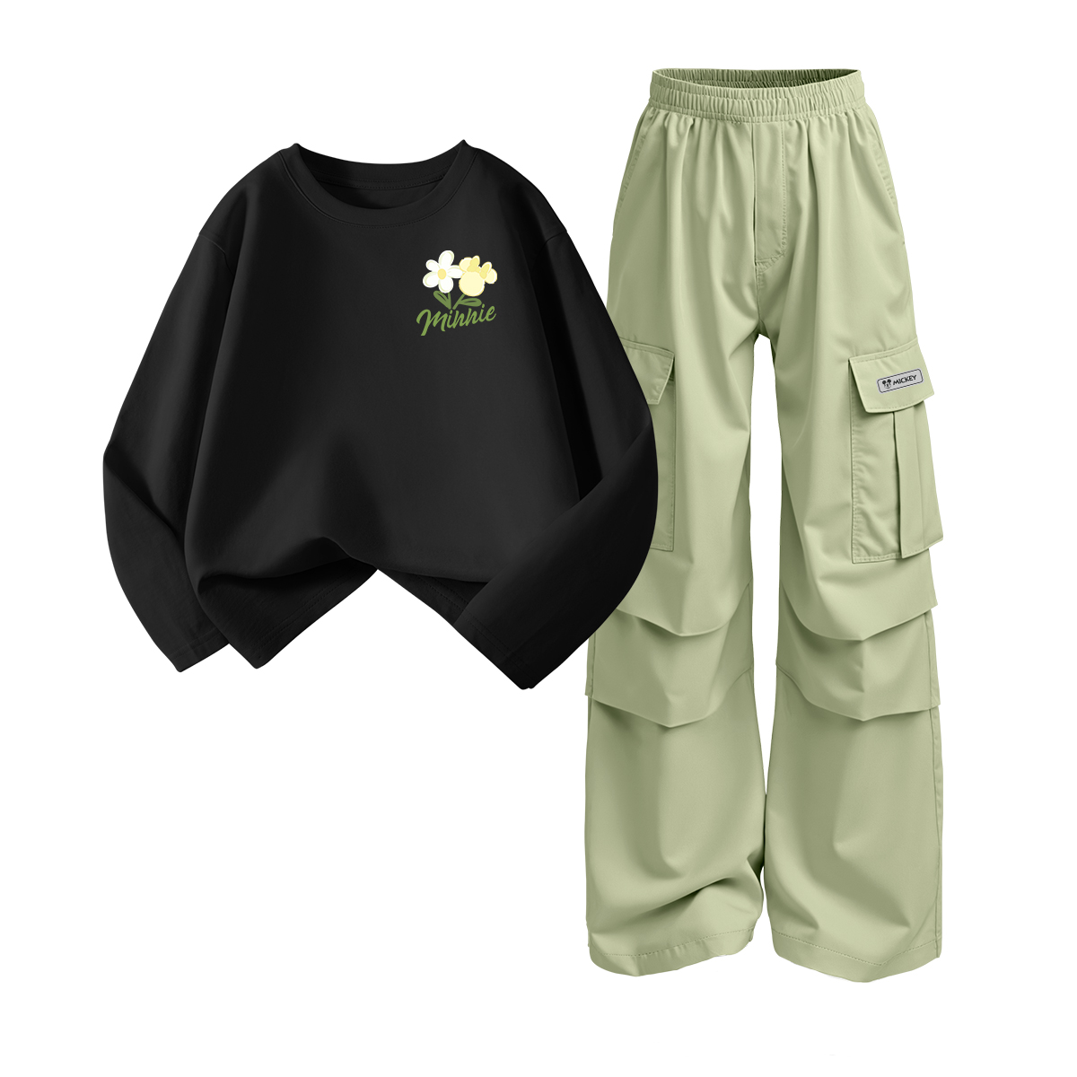 

Повседневный спортивный комплект из 2 предметов для детей 3-7 лет Disney, черный/зеленый