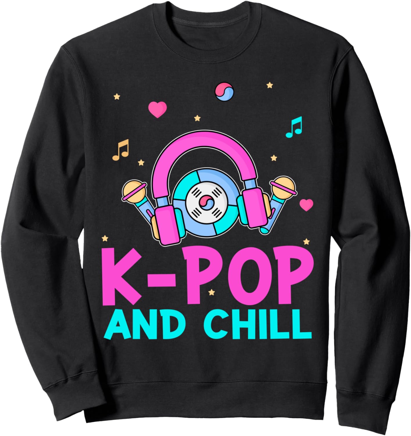 

Толстовка с надписью K-Pop And Chill Headphones Asian And Japanese Art And Entertainment, черный