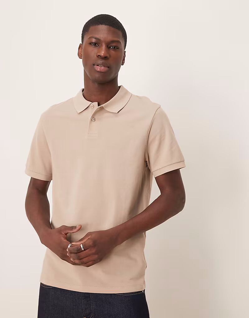 

Поло из пике ASOS DESIGN цвета «камень»