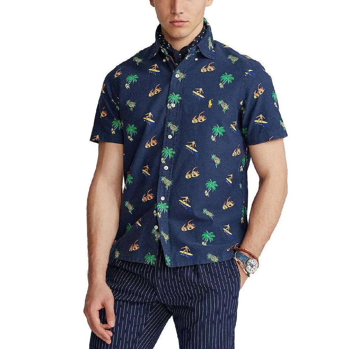 Рубашка мужская синяя Polo Ralph Lauren, Blue — фото 3