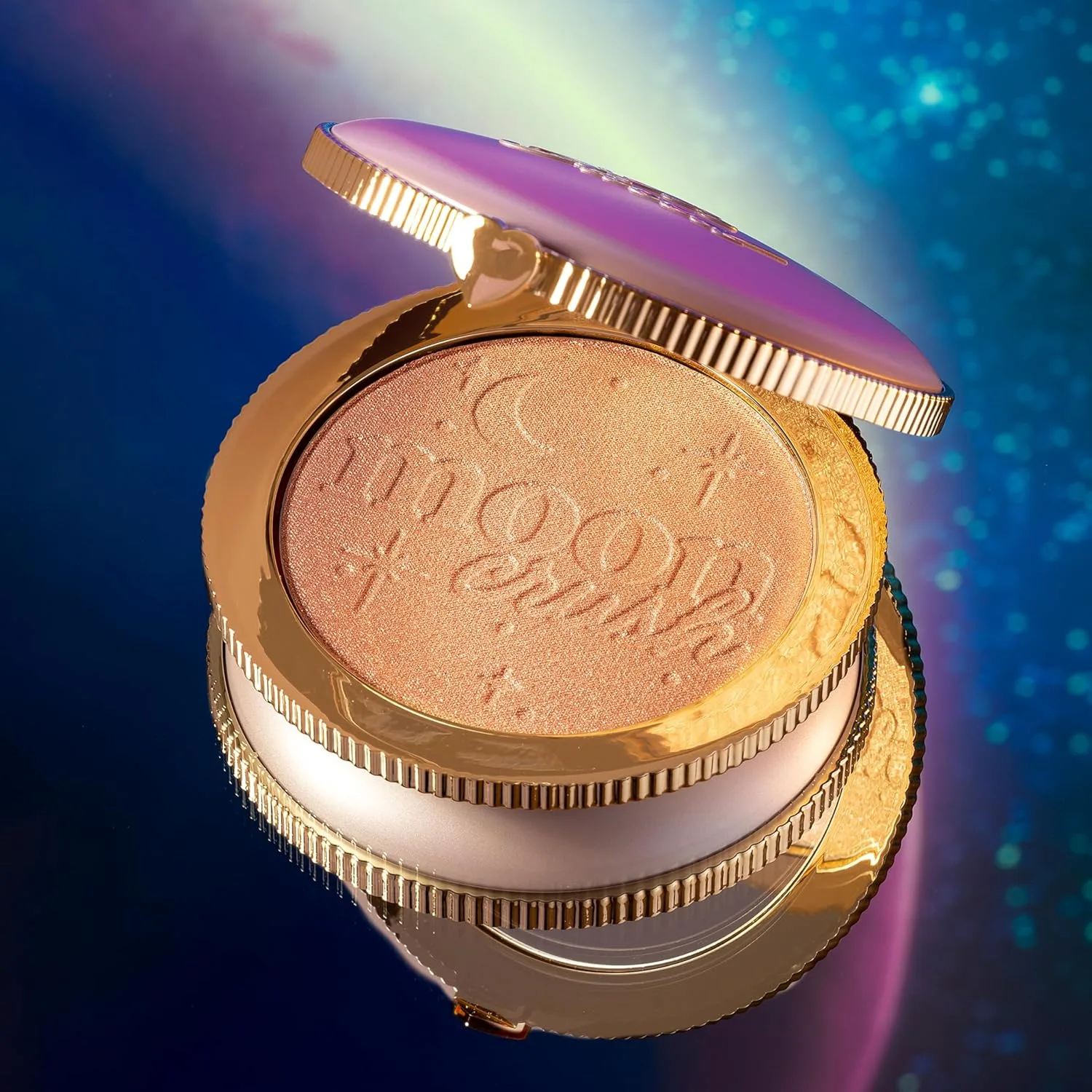 Хайлайтер Too Faced Moon Crush | Полупрозрачный, пудровый, с глянцевым блеском, хайлайтер для макияжа, 0,24 унции, 02 Summer Moon (Bronzed Rose Gold) — фото 4