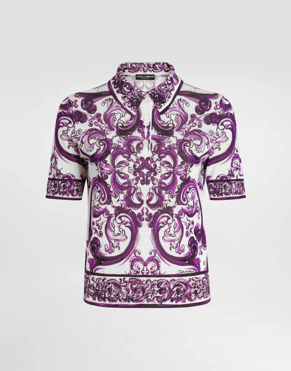 

Шелковое поло с принтом "майолика" Dolce & Gabbana, мультиколор