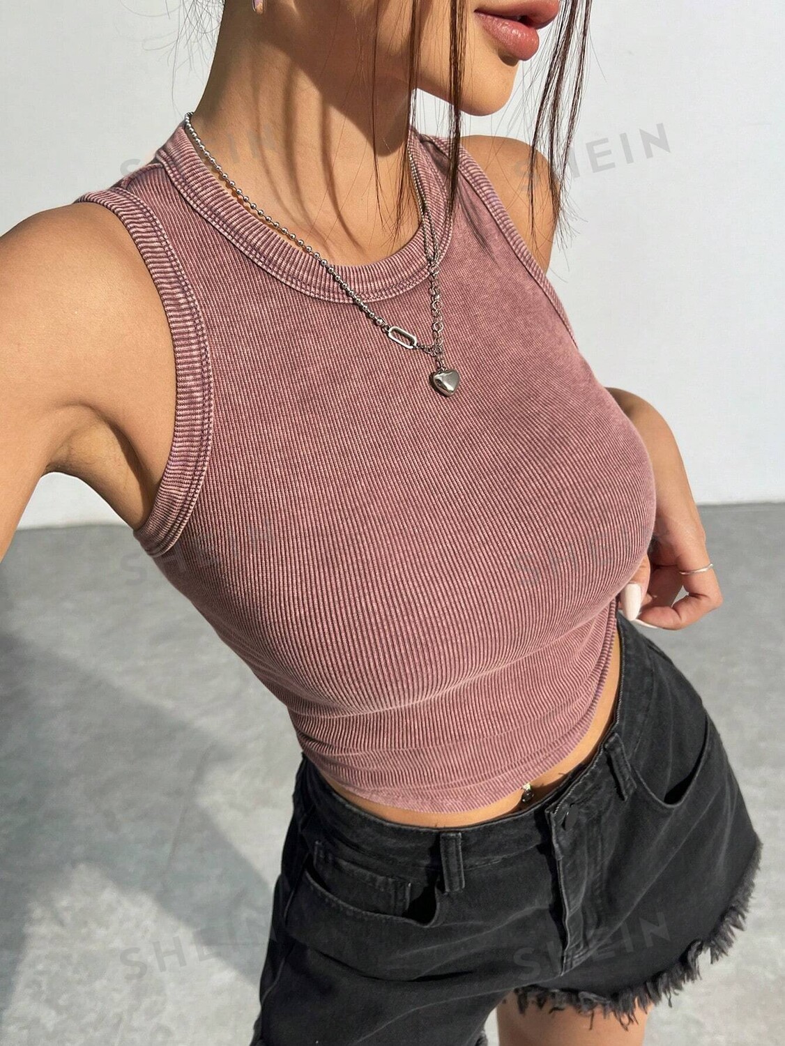

Топ облегающий Shein Ezwear, фиолетовый