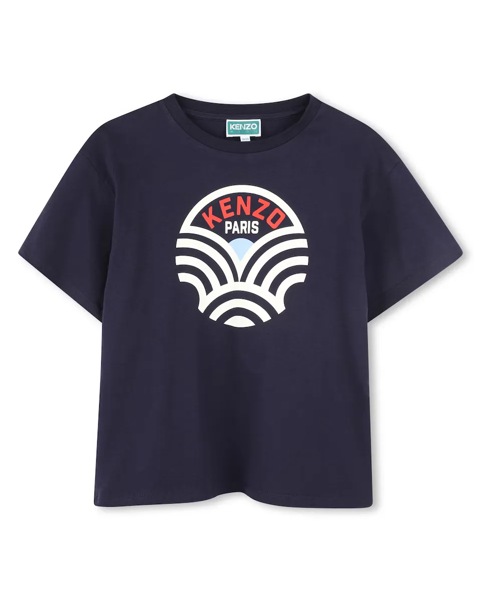 

Футболка для мальчика из синего хлопка Kenzo Kids, тёмно-синий