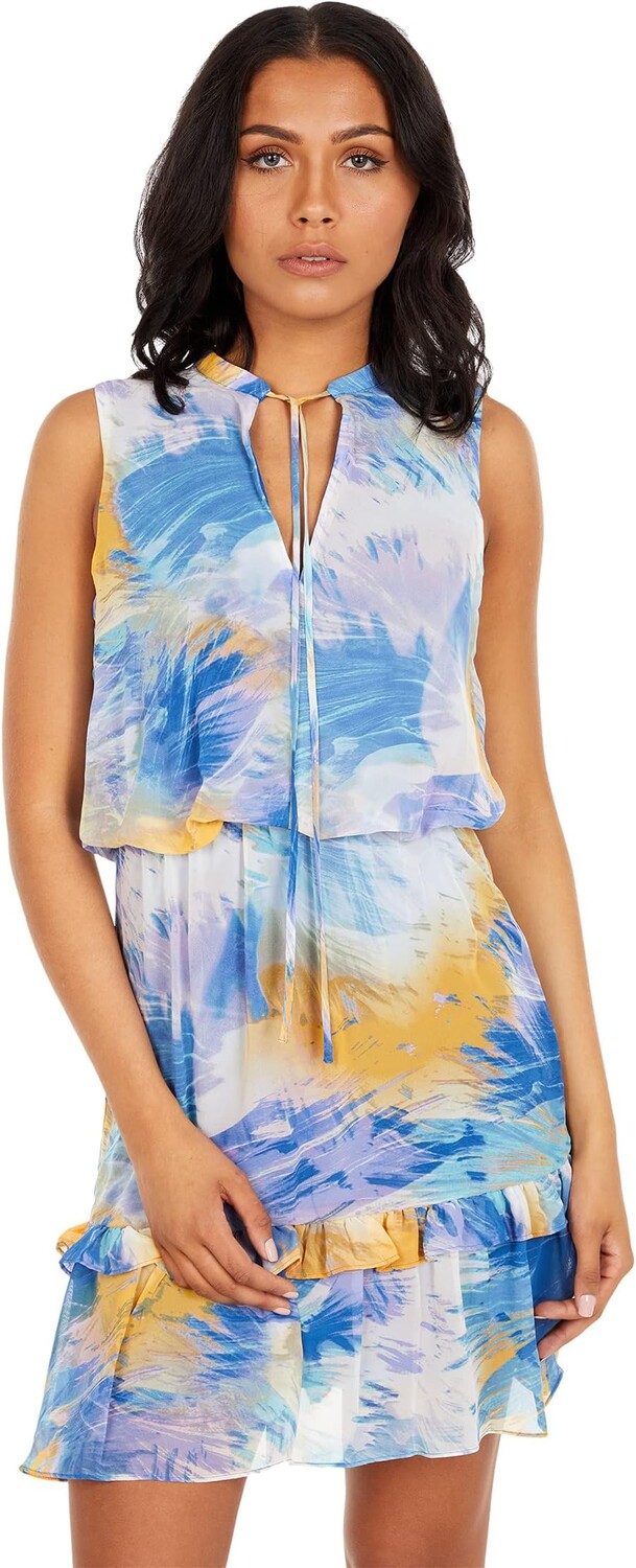 

Платье LAUNDRY BY SHELLI SEGAL Tie Neck Dress, цвет Blue Multi