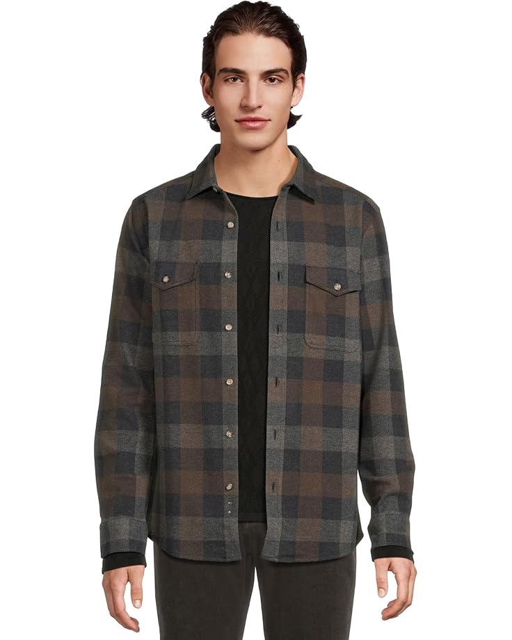 

Мужская рубашка Johnston & Murphy Brushed Button-Front Knit, Navy/Brown Large Plaid