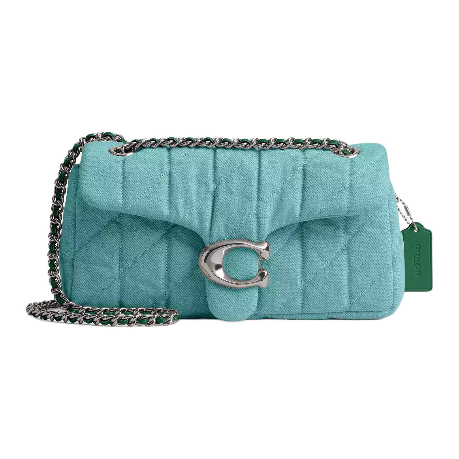 

COACH Таби Стеганая джинсовая сумка через плечо среднего размера женская синяя