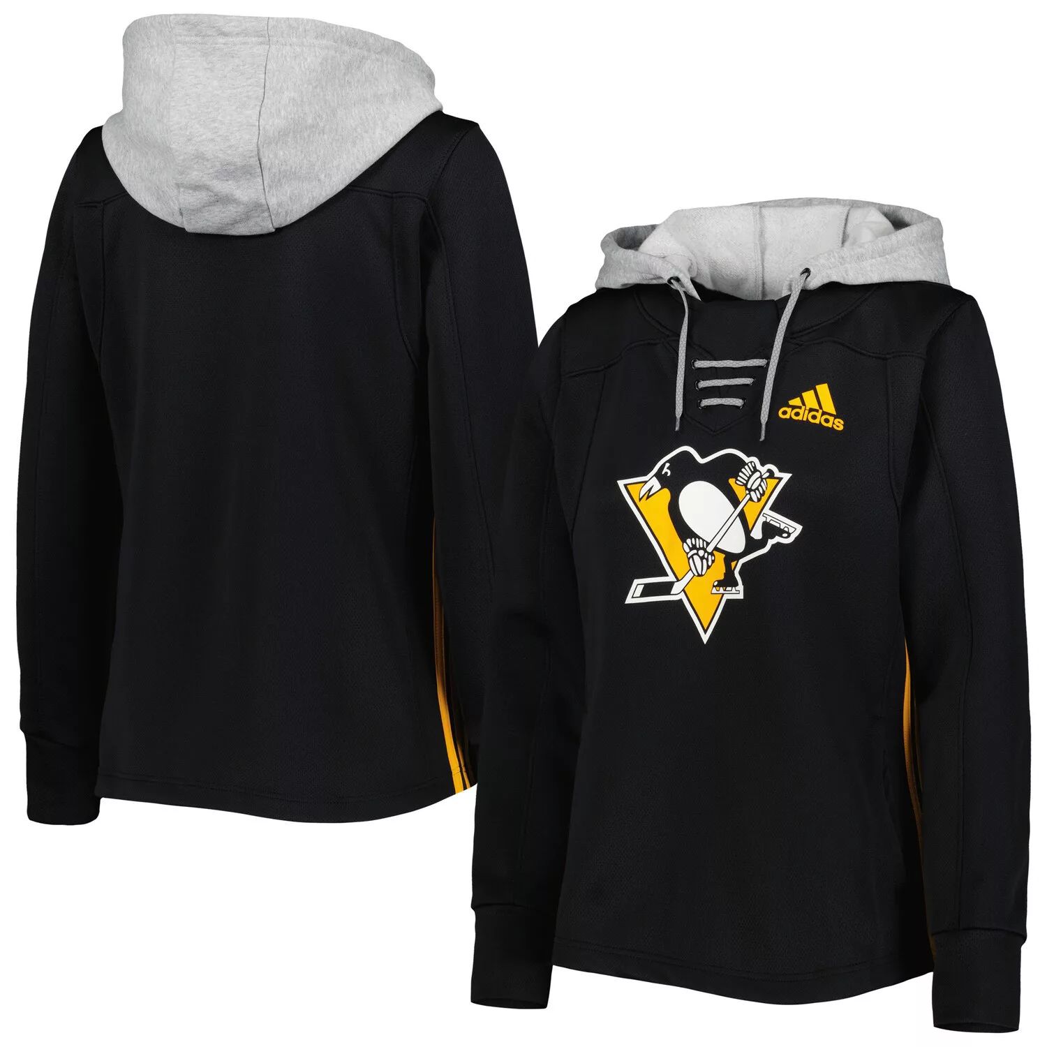 

Женская черная толстовка с капюшоном adidas Pittsburgh Penguins Skate Lace Primeblue Team adidas, Черный, Женская черная толстовка с капюшоном adidas Pittsburgh Penguins Skate Lace Primeblue Team adidas