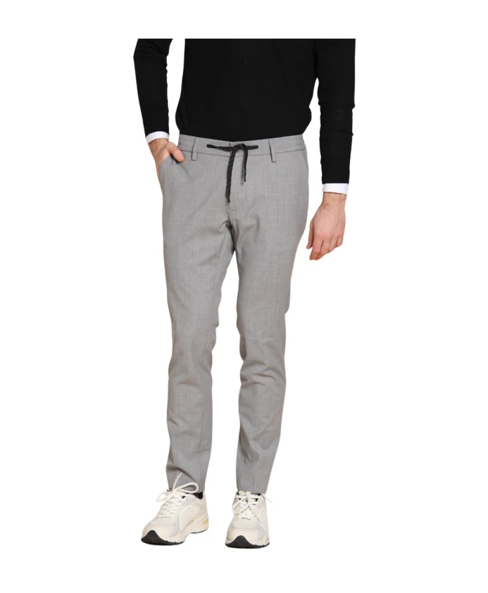 

Узкие шерстяные брюки-чиносы меланжевого серого цвета Mason'S, серый
