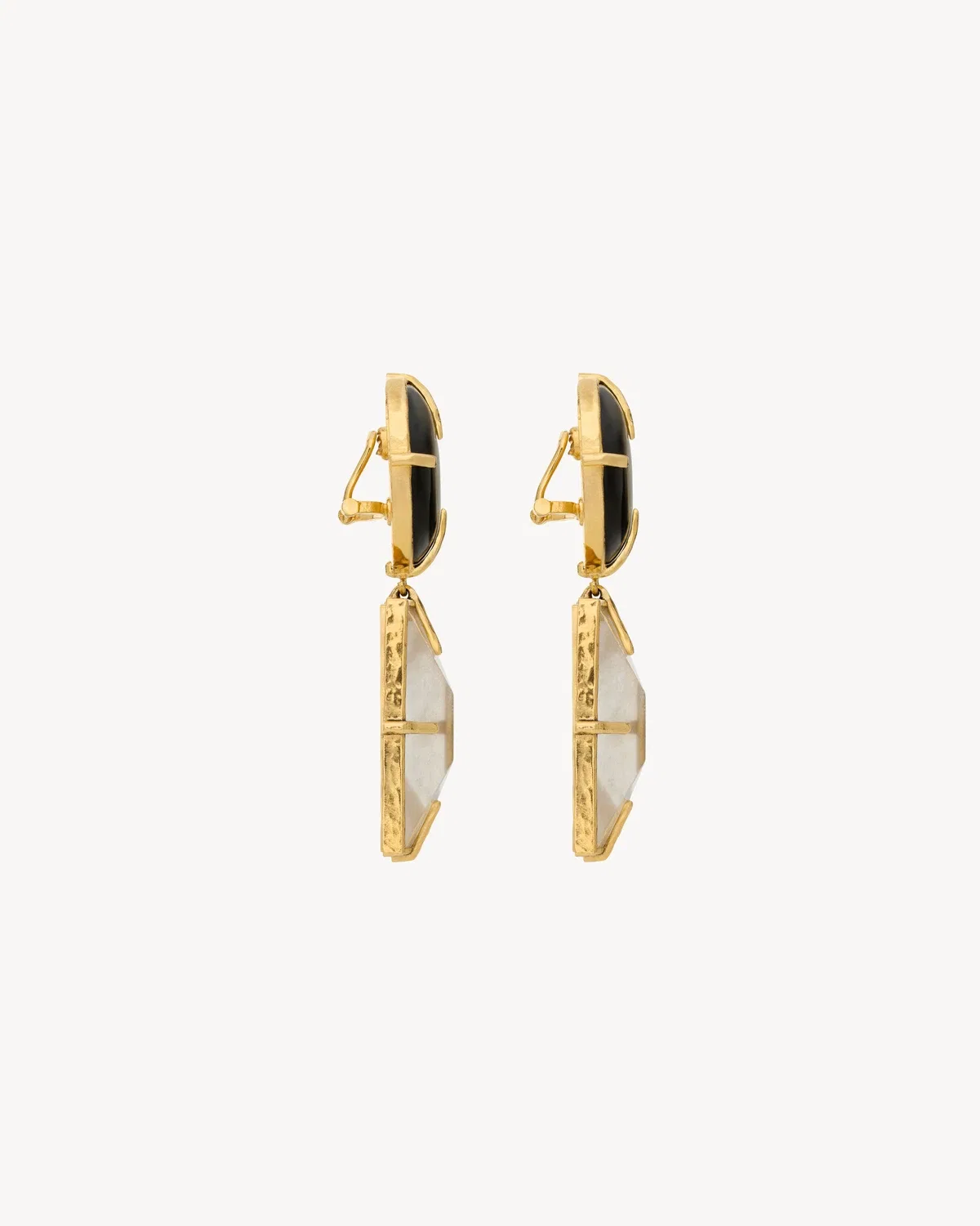 Серьги-подвески CASSANDRE из кристаллического камня SAINT LAURENT, золотой — фото 3