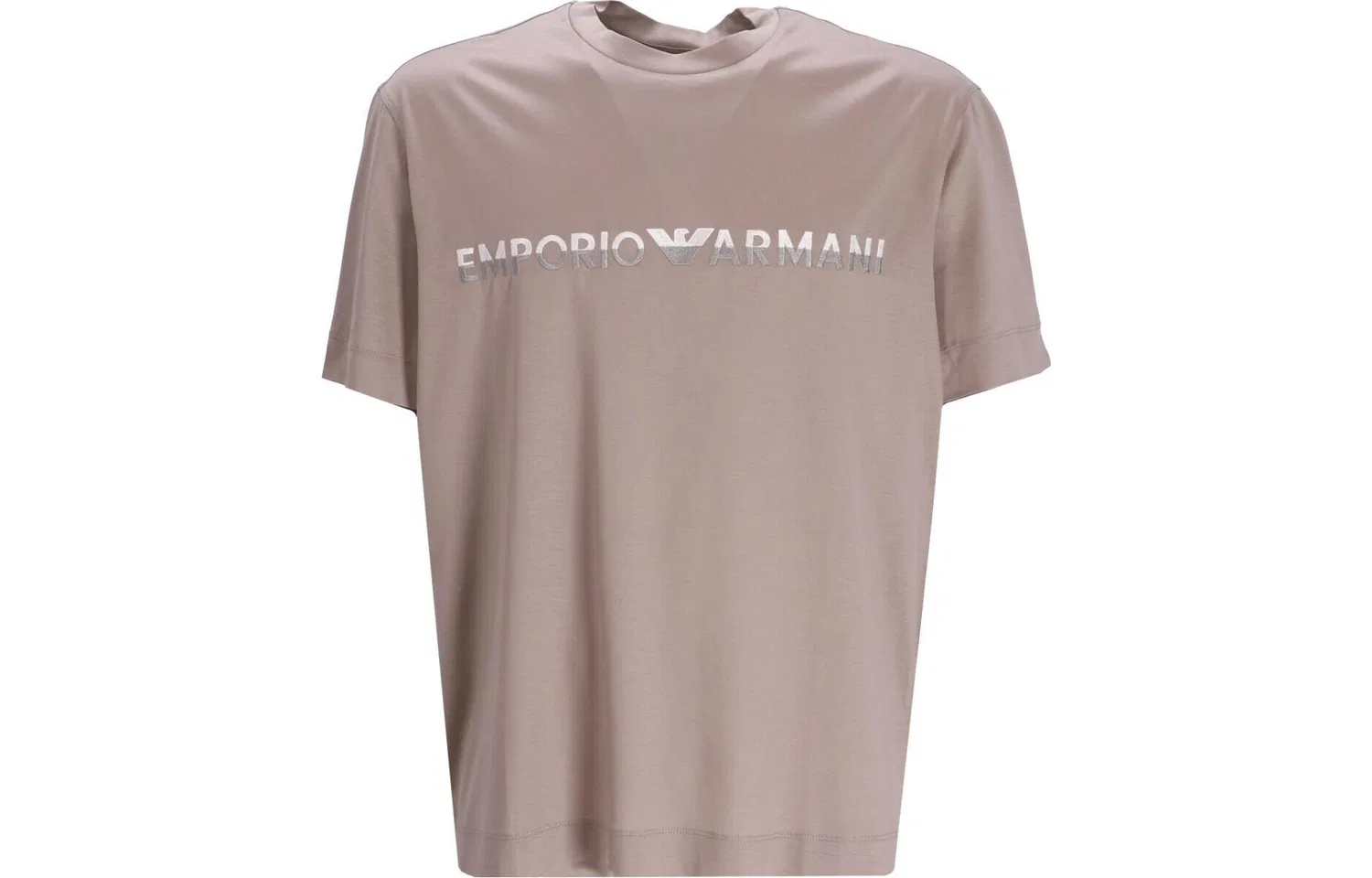 Футболка с круглым вырезом и вышитым логотипом EMPORIO ARMANI, Beige
