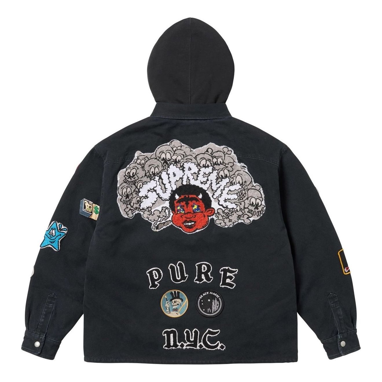 Толстовка Supreme с капюшоном и застежкой-молнией, черная — фото 3