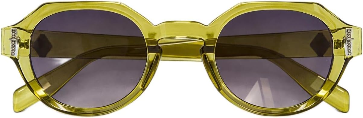 

Круглые солнцезащитные очки Lizz Collections & Boutique, полупрозрачная зеленая оправа, серые линзы, геометрический ромбовидный узор, ретро-стиль Lizz Collections & Boutique, Translucent Green