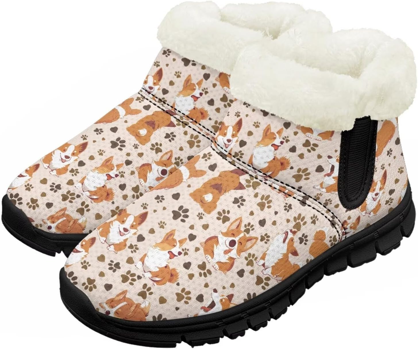 

Детские зимние ботинки Chririnla для мальчиков и девочек, короткие теплые ботиночки с нескользящей подошвой, легкие обувь для холодной погоды, Cartoon Corgi