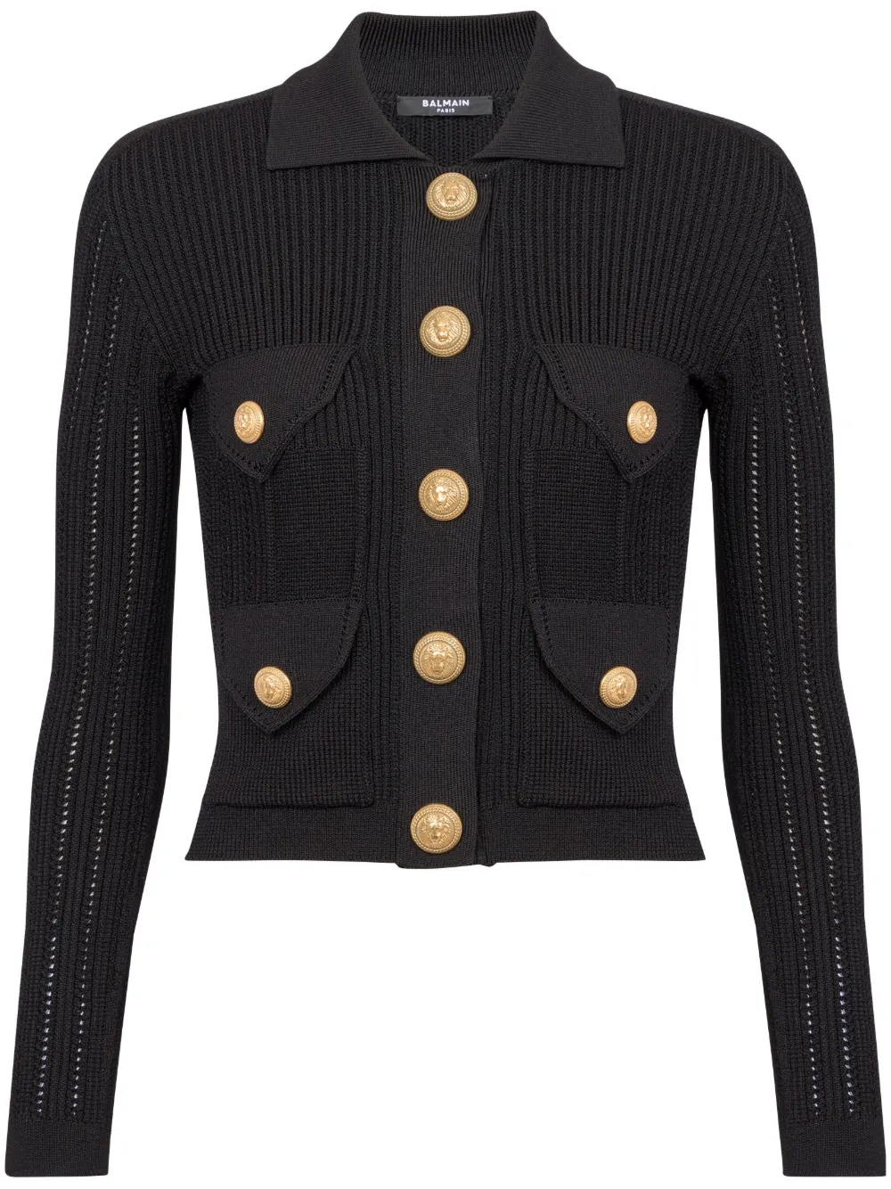 

Кардиган в рубчик на пуговицах BALMAIN, черный