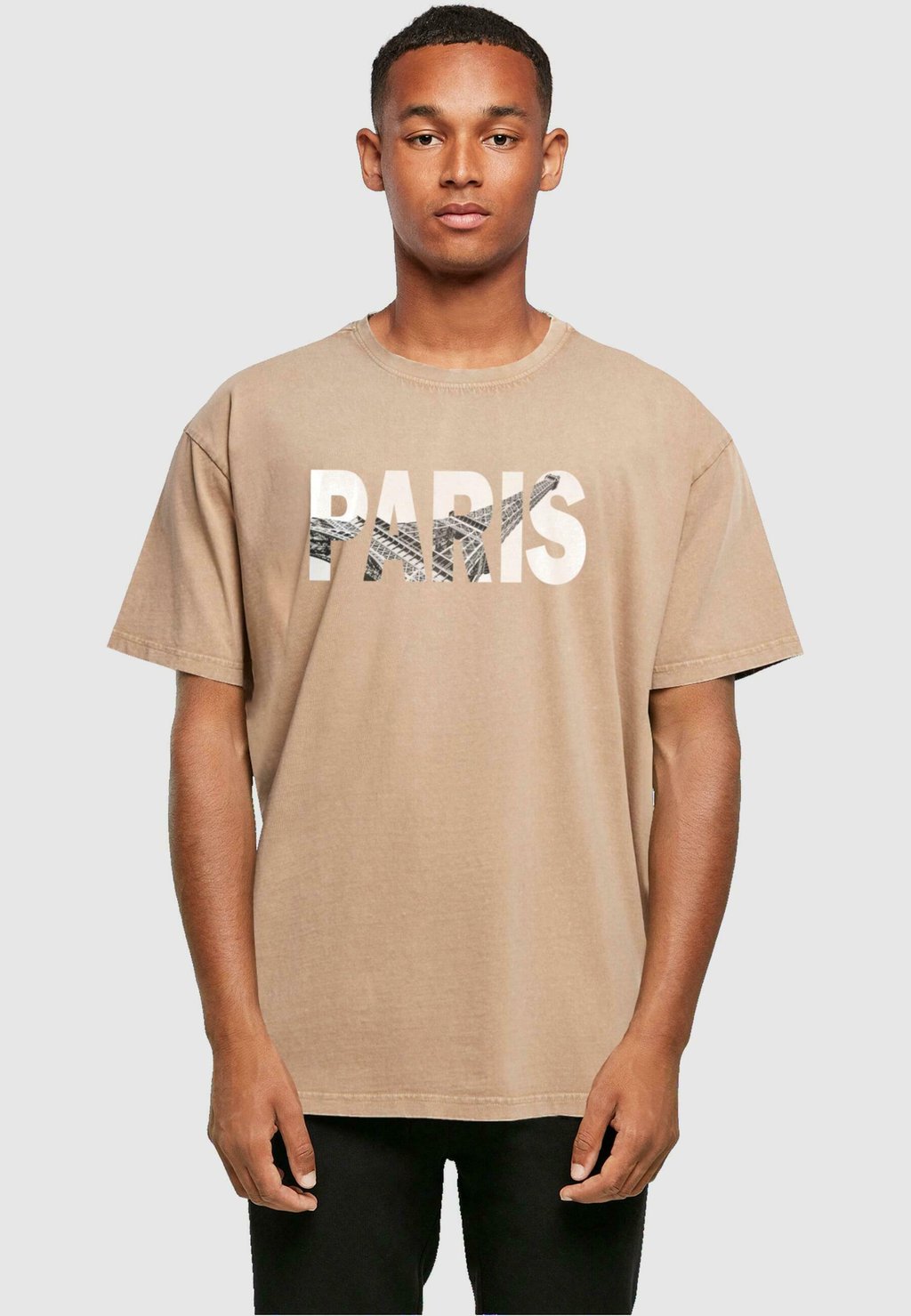 

Футболка с принтом PARIS EIFFEL TOWER ACID WASHED Merchcode, бежевый