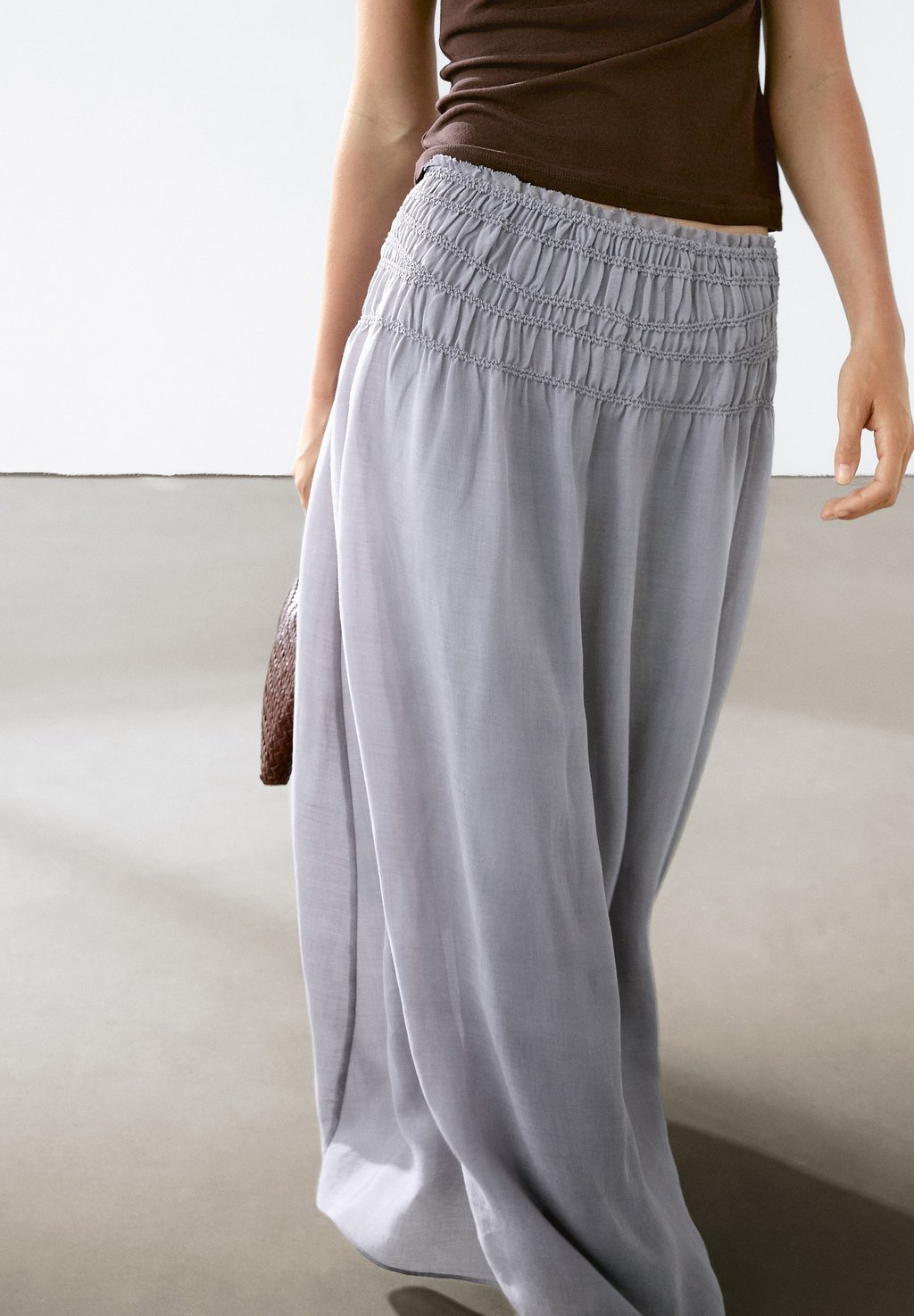 

Юбка А-силуэта FLOWING MIDI Massimo Dutti, светло-голубой