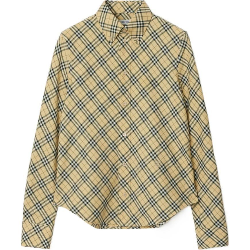 Рубашка Burberry клетчатая, мужская, бежево-желтый — фото 4
