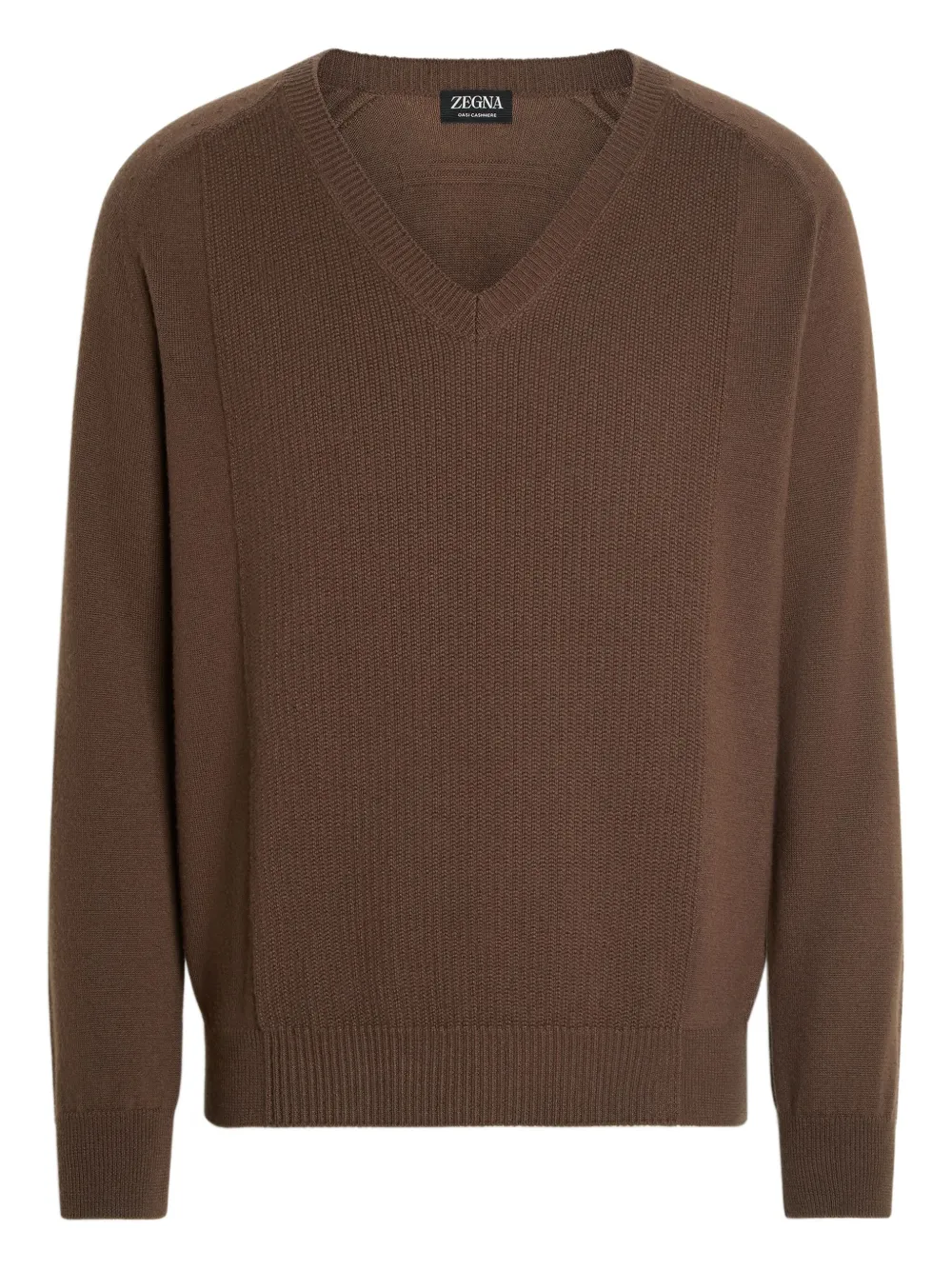 

Кашемировый свитер с V-образным вырезом Zegna, коричневый