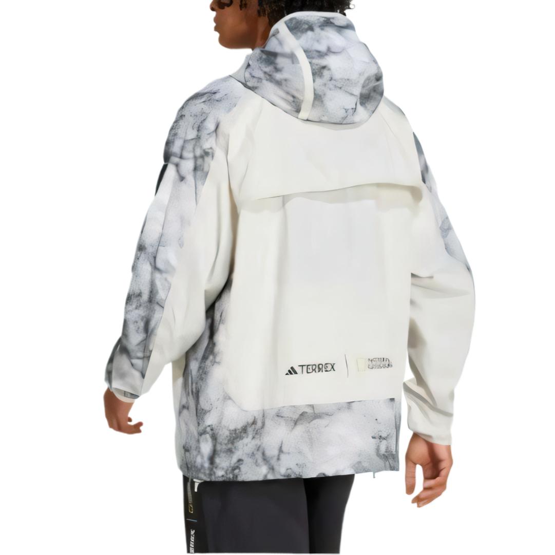 Adidas Ветрозащитная толстовка National Geographic с капюшоном и мраморным принтом, Track Gray — фото 3