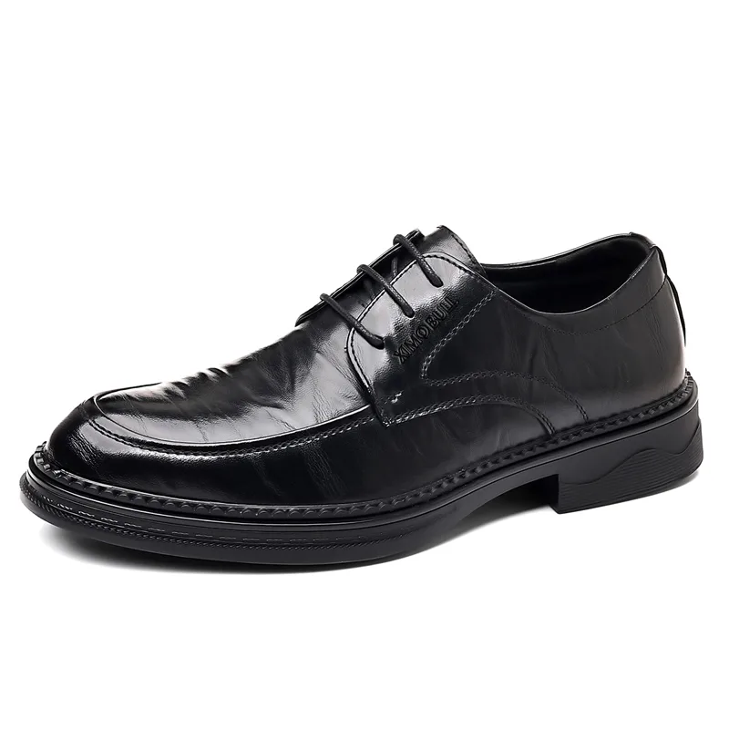 XIMO BULL Повседневные кожаные туфли мужские low top черные/коричневые — фото 3