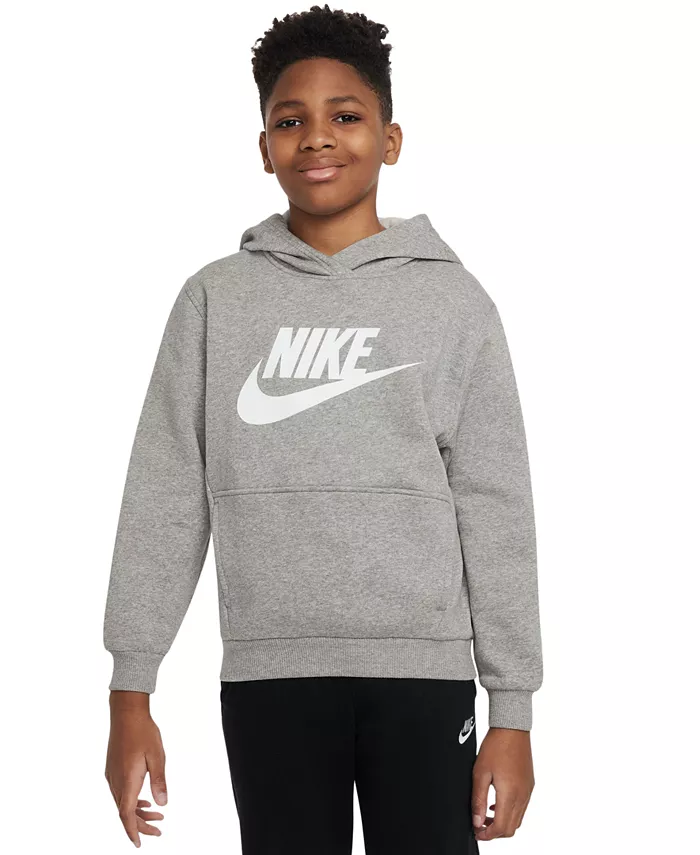 

Толстовка с капюшоном Big Kids Sportswear Club из флиса Nike, серый