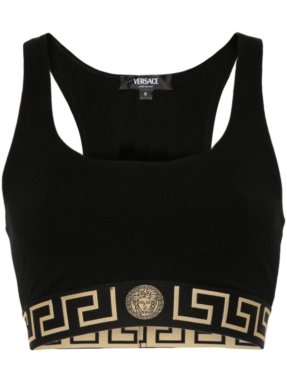 

Versace укороченный топ с декором Greca, черный