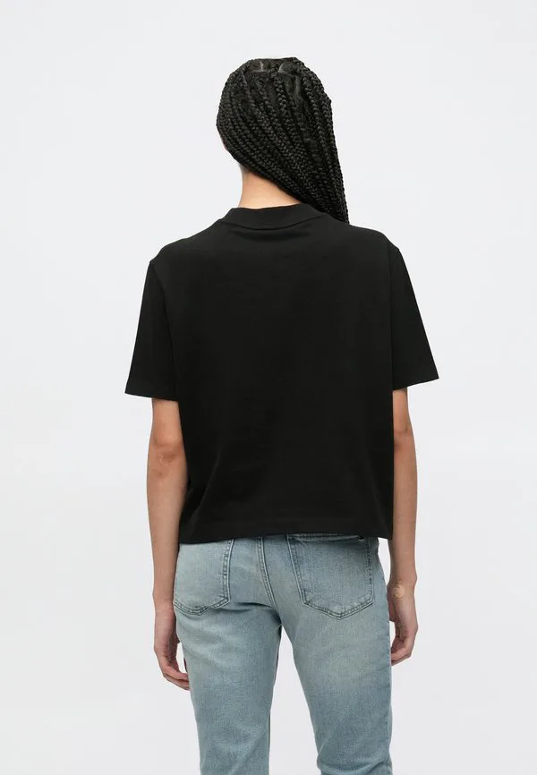 Классическая футболка с логотипом flock, свободного кроя. Tommy Hilfiger, Black — фото 3