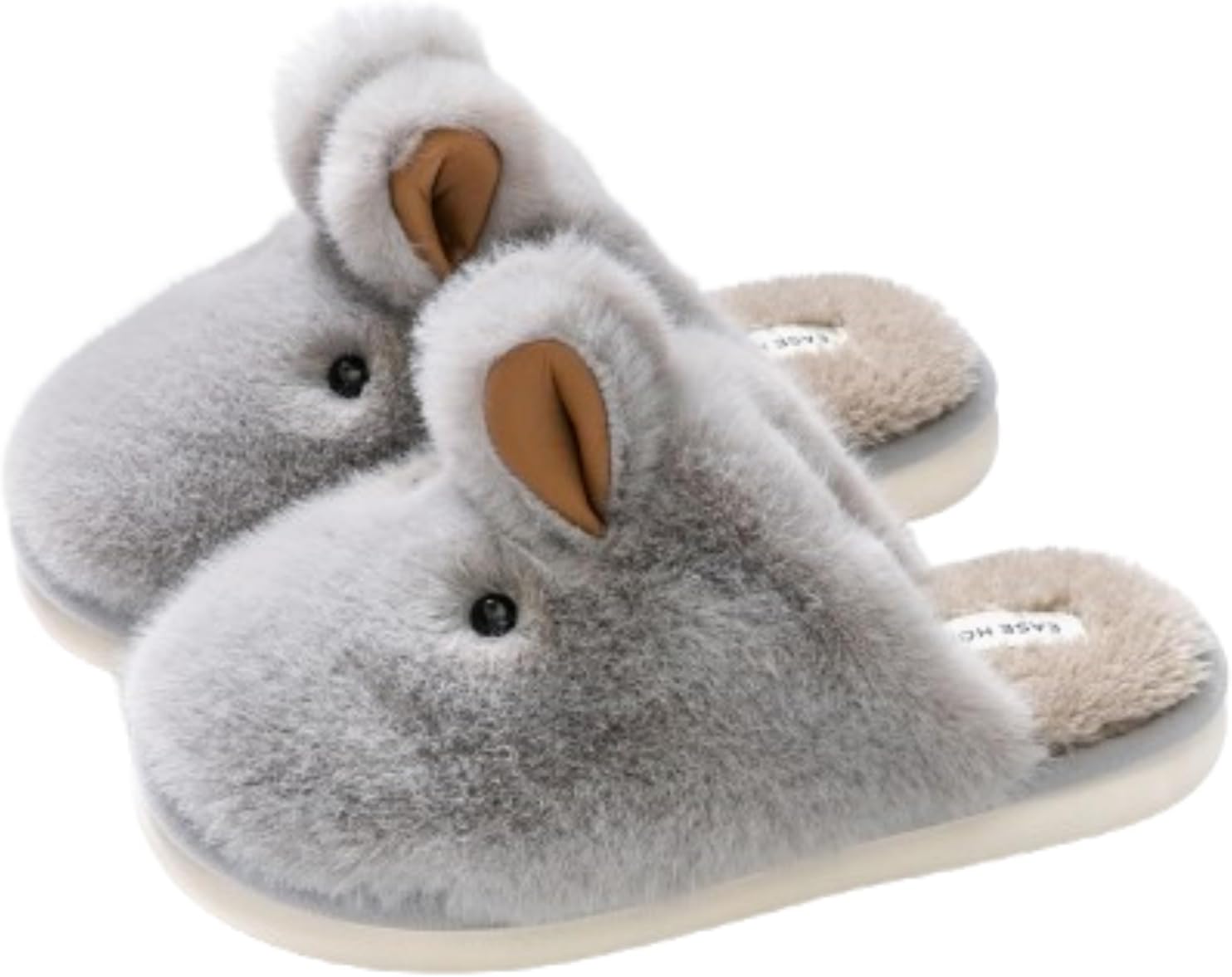 

Домашние тапочки Tellrain Bunny с милым дизайном для женщин и мужчин, уютные плюшевые тапочки, мягкие осенние и зимние теплые тапочки для дома с животными, кроликом, с памятью формы, нескользящие для использования в помещении, серый