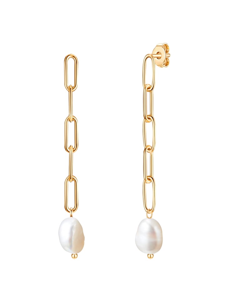 

Valero Pearls Серьги из нержавеющей стали с культивированным пресноводным жемчугом в оправе из желтого золота