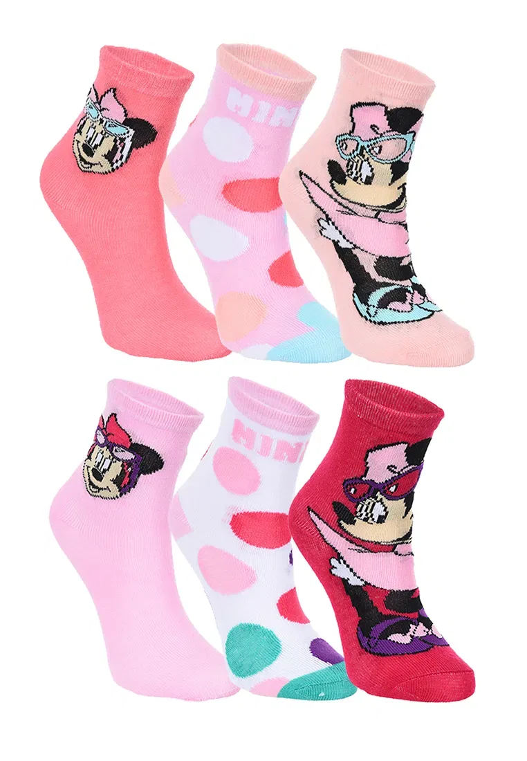 Носки детские, 6 пар, Disney Minnie Mouse, разноцветный