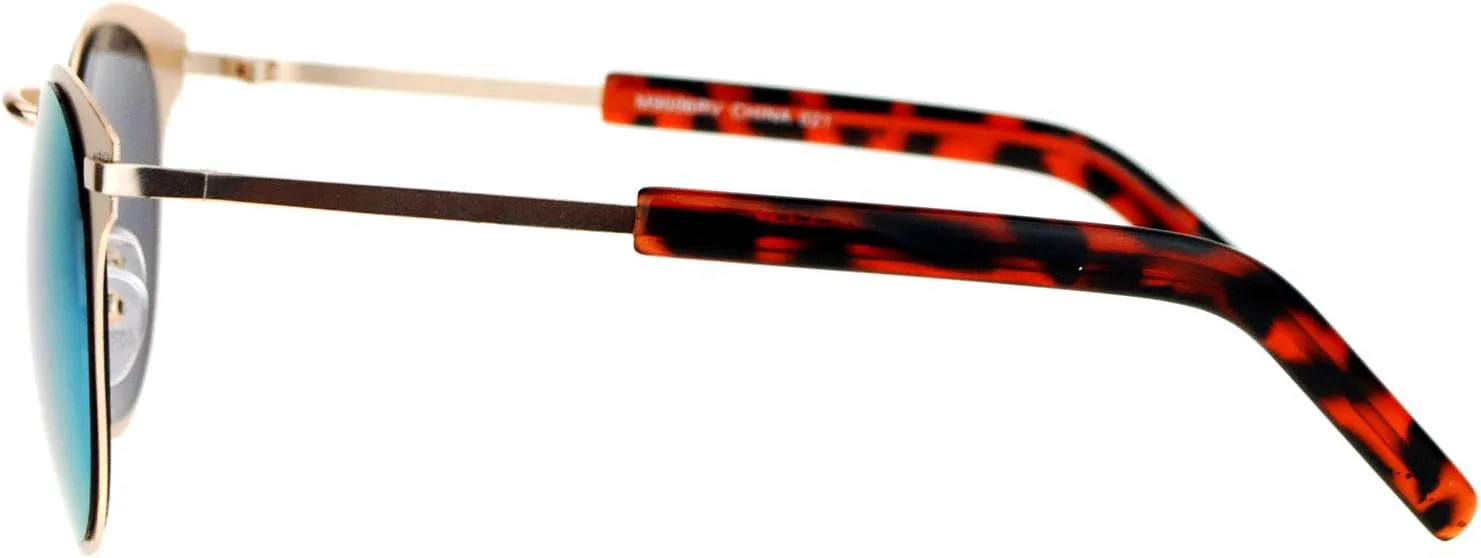 

Женские солнцезащитные очки PASTL с круглым вырезом, металлической оправой, цветными зеркальными линзами и защитой от УФ-излучения UV 400, Gold (Yellow Mirror)