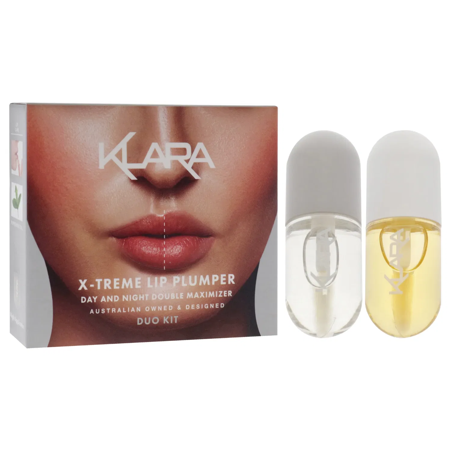 Набор для увеличения объема губ X-Treme Lip Plumper Duo от Klara для женщин - 2 шт.: дневной бальзам для увеличения объема губ (0,18 унции) и ночной бальзам для губ (0,18 унции), белый — фото 3