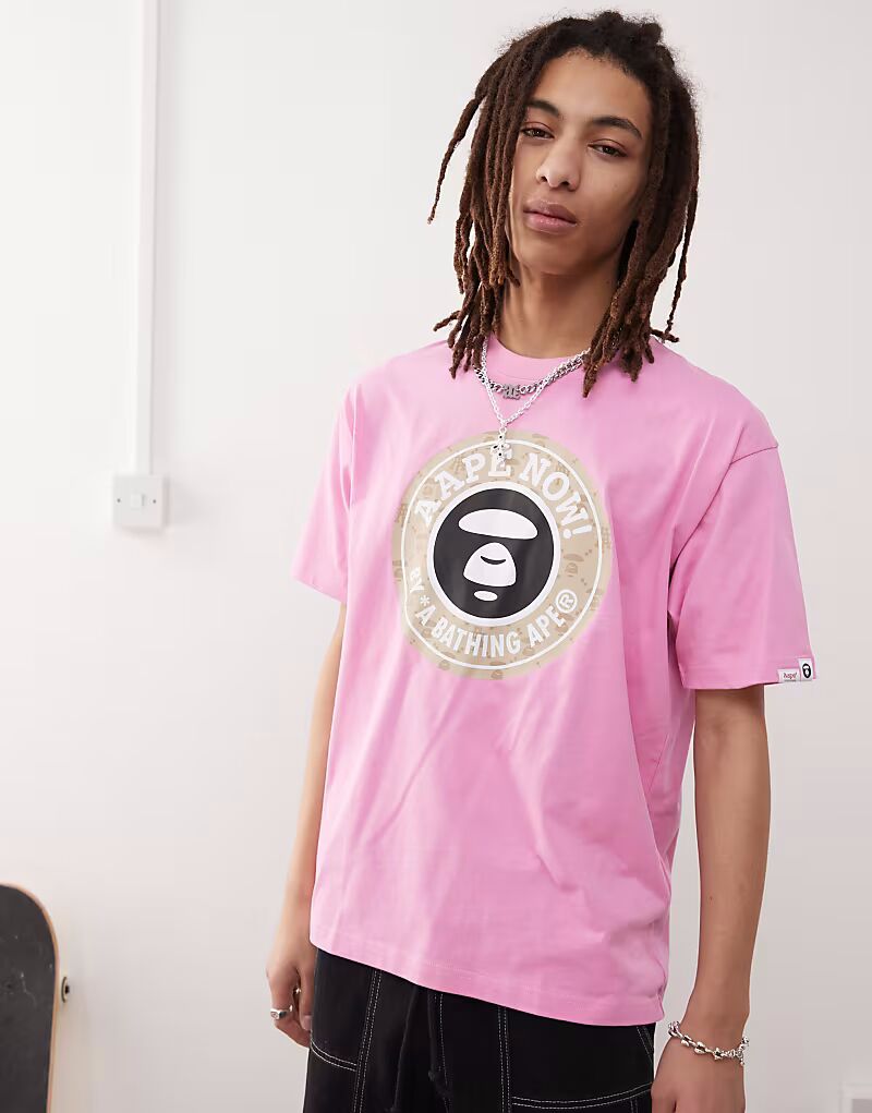 

Футболка Aape by A Bathing Ape с логотипом розового цвета AAPE BY A BATHING APE