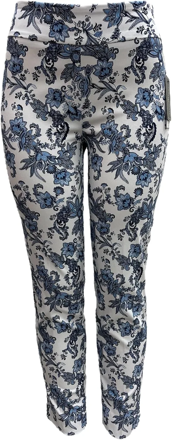 Generic Брюки Counterparts Pull on Stretch Printed Pants с боковыми разрезами по низу (US, Alpha, Medium, Regular, Regular, Blue Paisley)